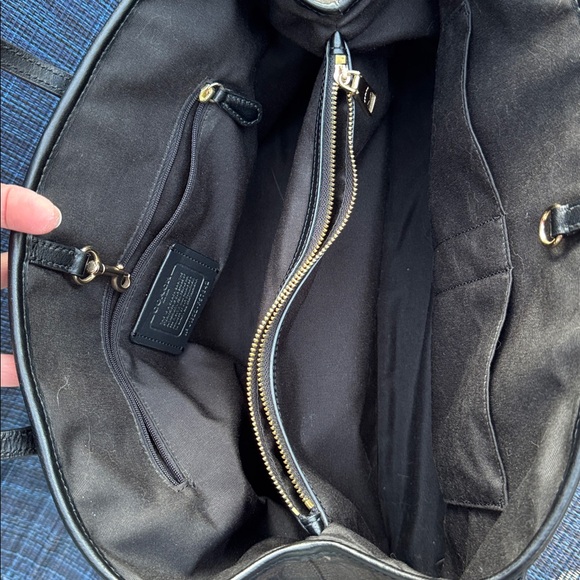 Coach Signature Brown and Black Carryall Tote - Picture 6 of 11